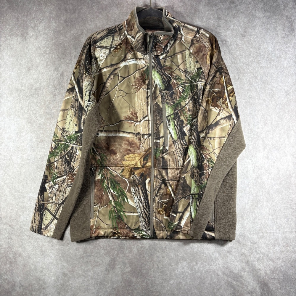 RedHead Jacket Mens Medium Brown Realtree Camo Softshell Fleece Full Zip Outdoor